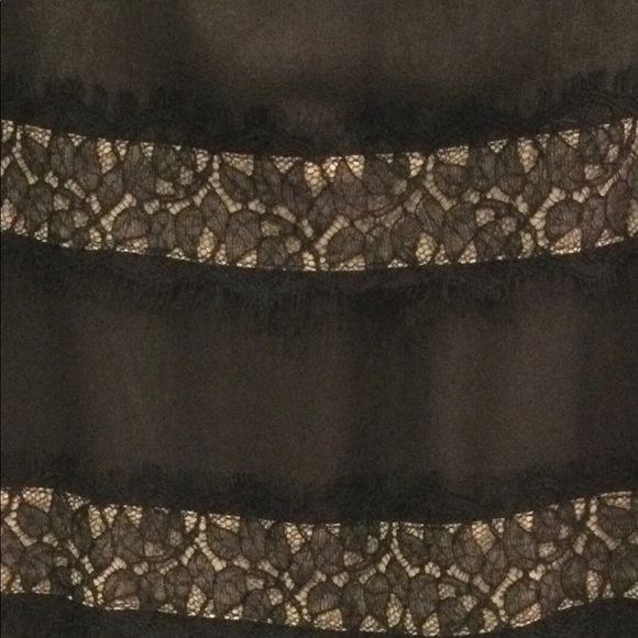 Lace long black dress with a beige liner by BCBG. - Picture 2 of 5